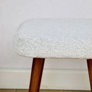 White-cream square stool Ivory vintage PRL 1970s
