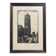 Old illustration of the Cathedral of Rodez, framed.
