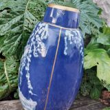Blue Limoges porcelain vase