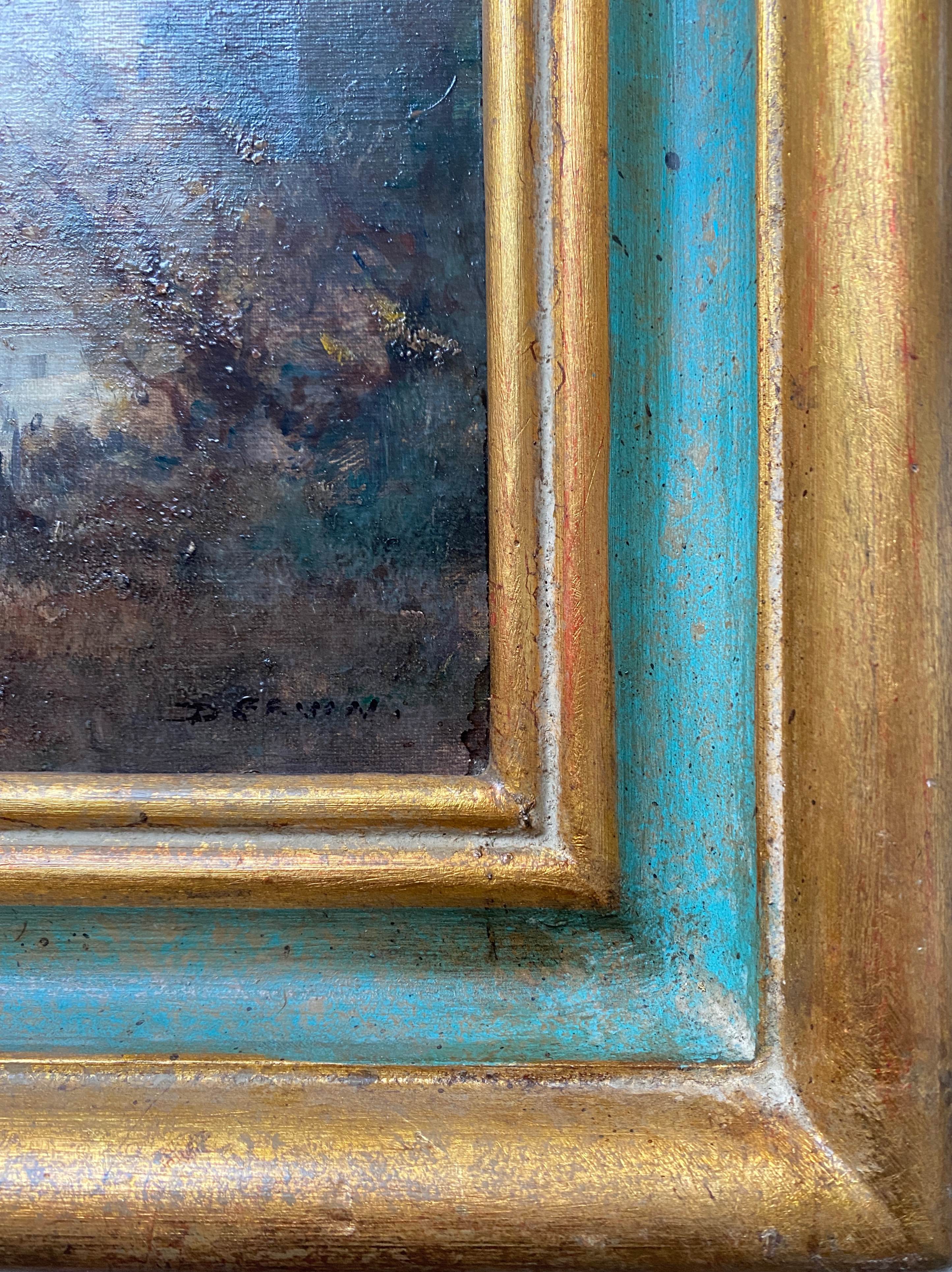 HST painting "The fisherman" signed Dervin with frame