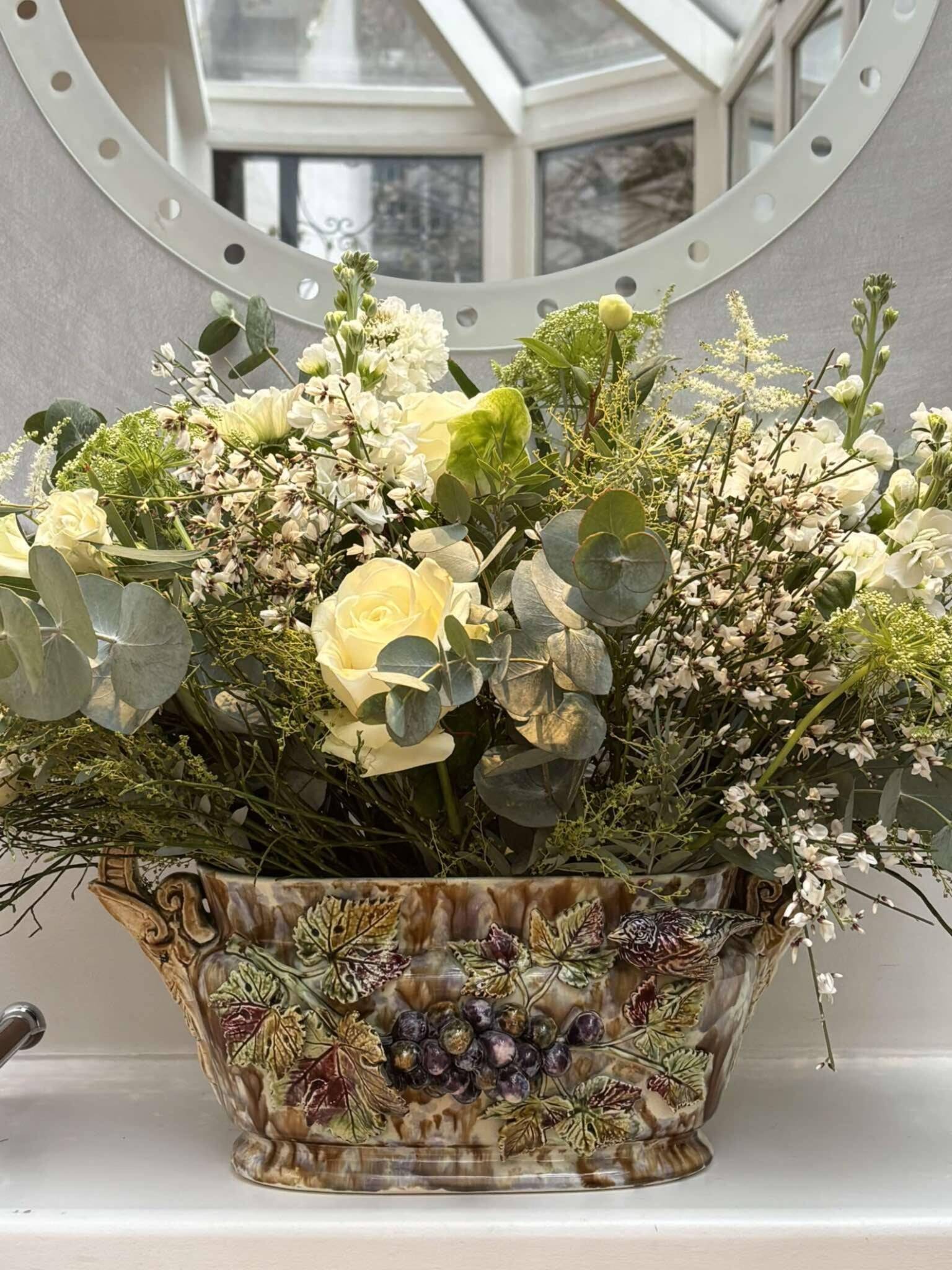 Antique Onnaing Barbotine Jardinière