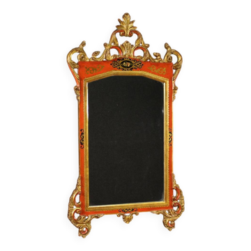 Miroir toscan laqué et doré du XXe siècle