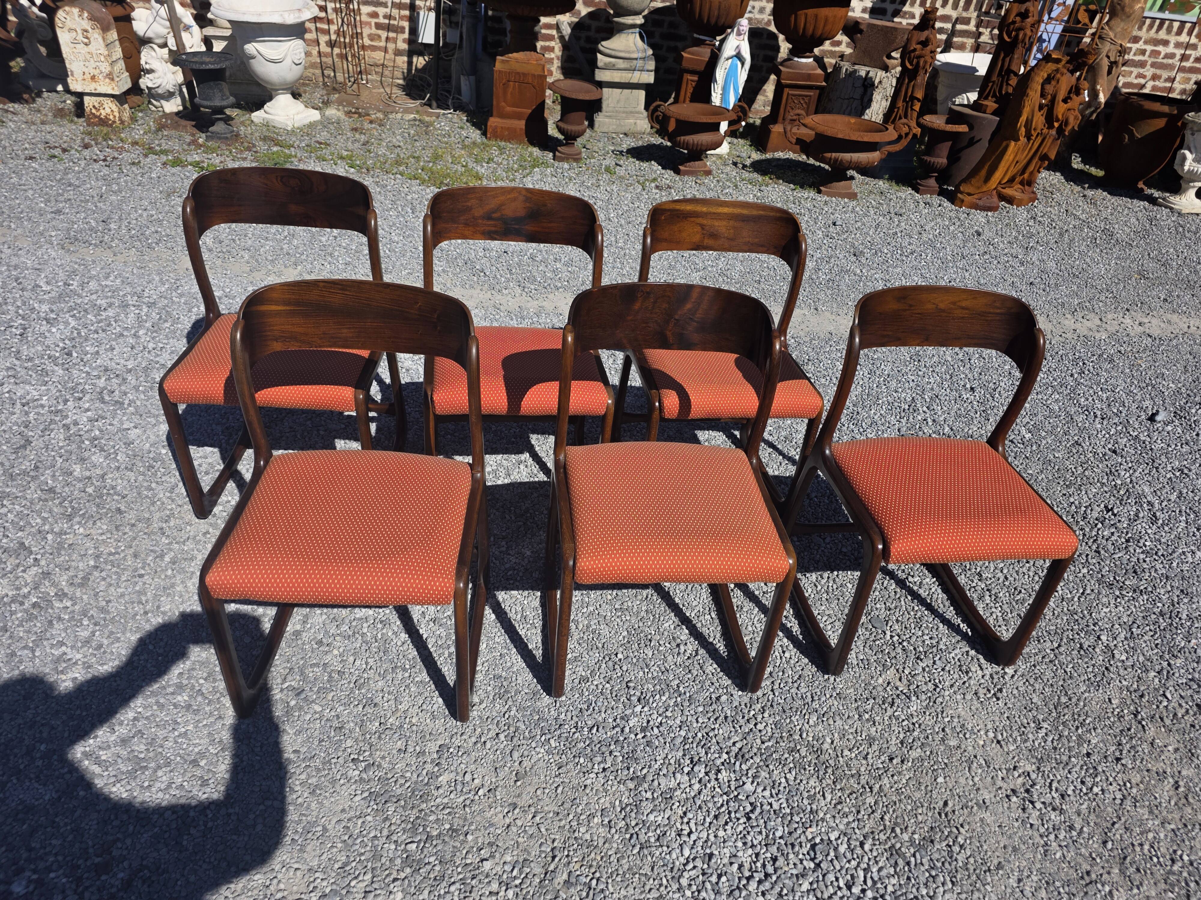 6 Baumann sled chairs in rosewood from the 1960s.