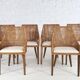 Chaises en Rotin et Bois, France, Set de 6