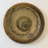 Green ceramic plate signed vintage