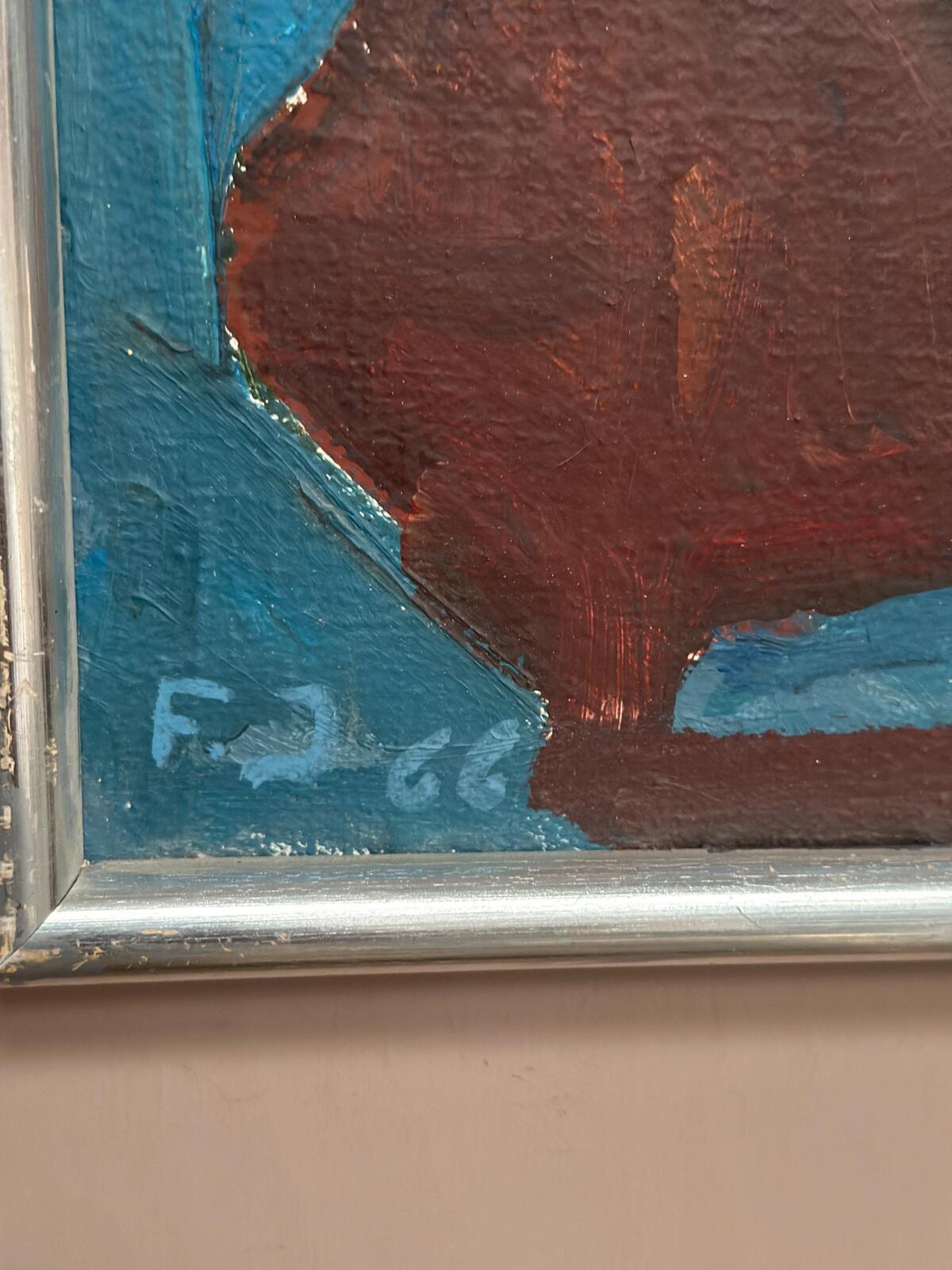 Swedish Oil on Canvas – “Abstract Composition” – Dated 1966 – Vintage