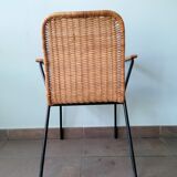 Rattan armchair, metal structure, Germany, 70s