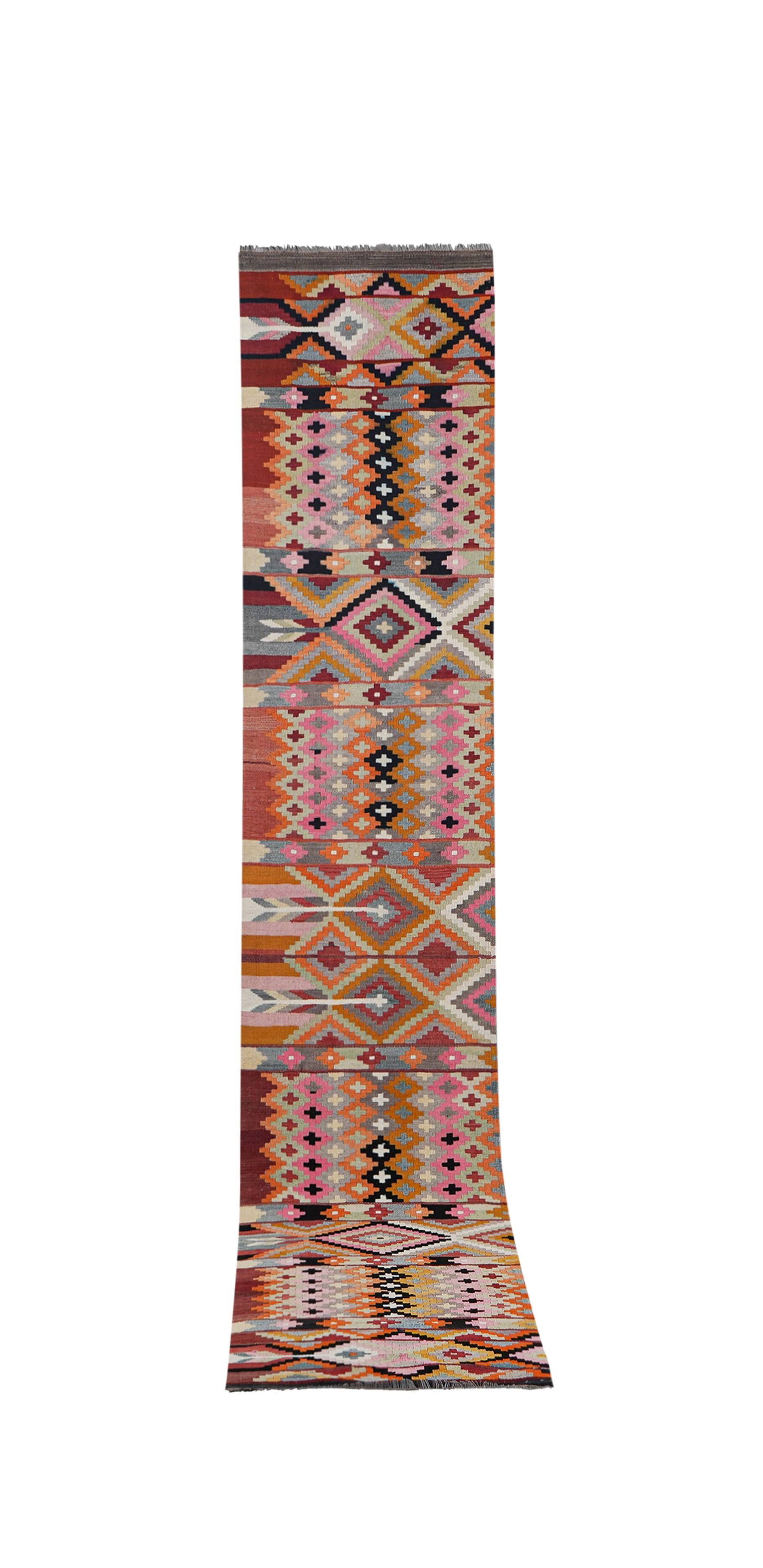 Vintage Turkish Oushak Handwoven Rug 82x443 cm