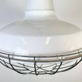 Industrial White Enamel Factory Pendant Lamp from Benjamin USA, 1960s
