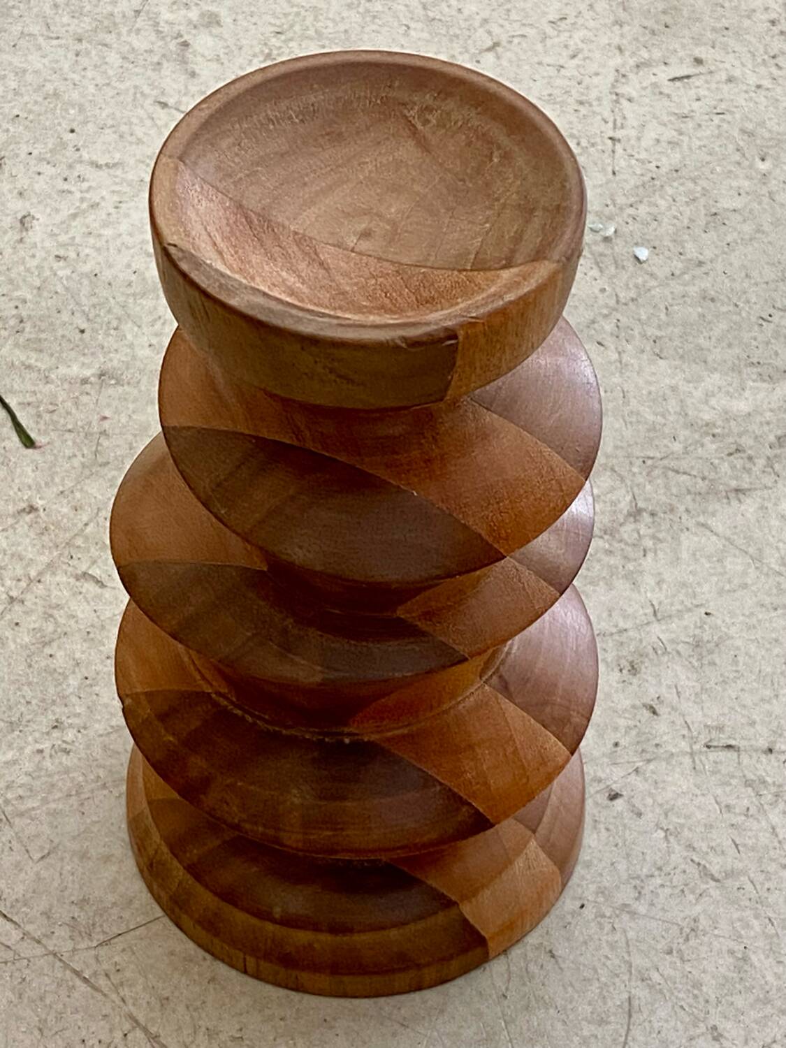 Turned wooden candle holder