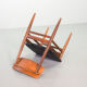 Danish Solid Teak Wooden Dining Chairs with Black Leatherette Seating 1960s