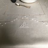 Antique linen tablecloth and whipped cream silk