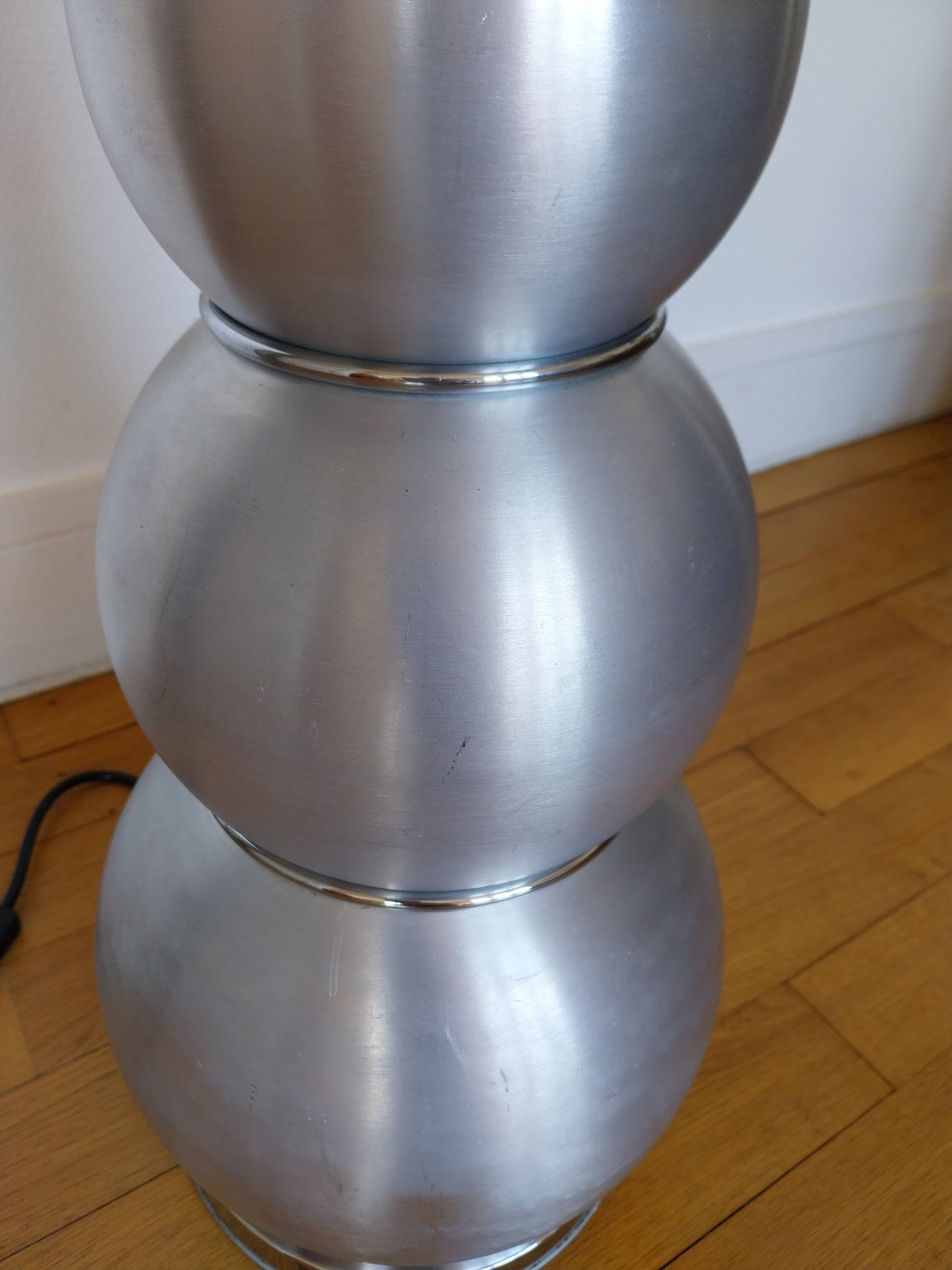 Lampe Bubble en aluminium brossé année 70