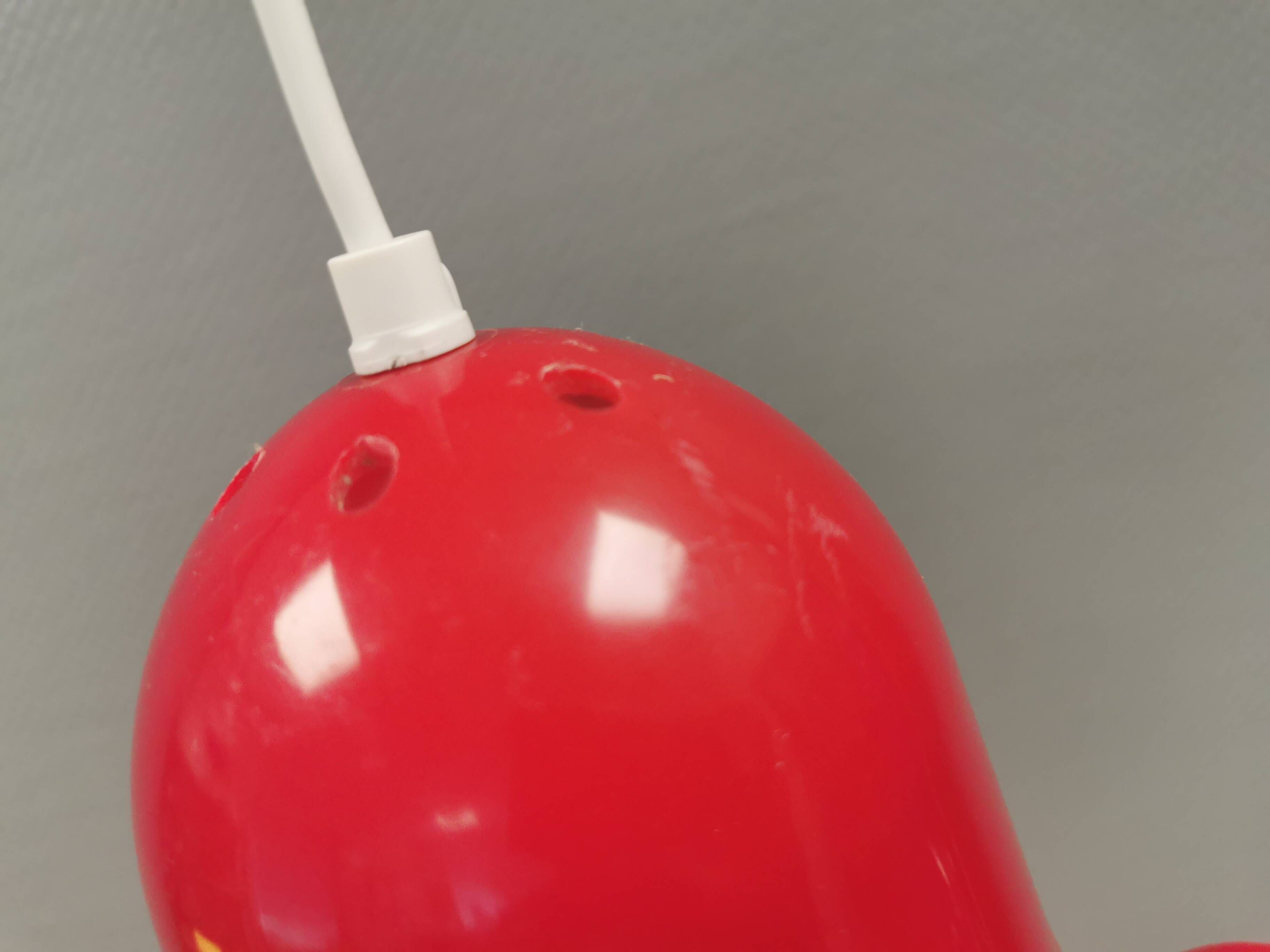 Red vintage hanging lamp made from ABC plastic. Denmark 1980s