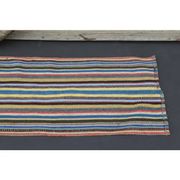 1970s Vintage Turkish Oushak Handmade Wool Cotton Blue Runner Rug 56x229