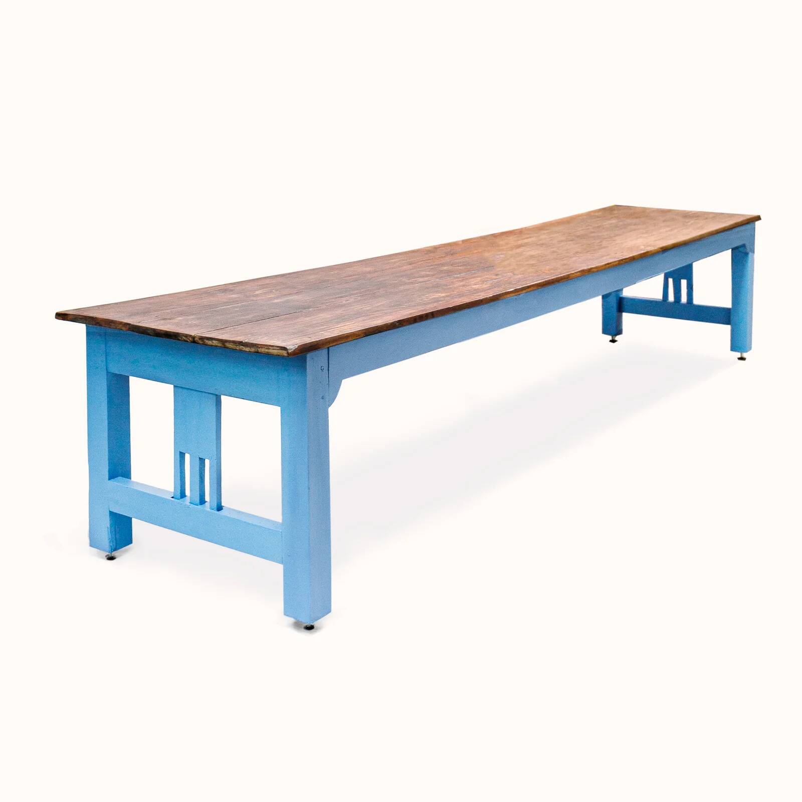 Very long vintage French wooden cloister table