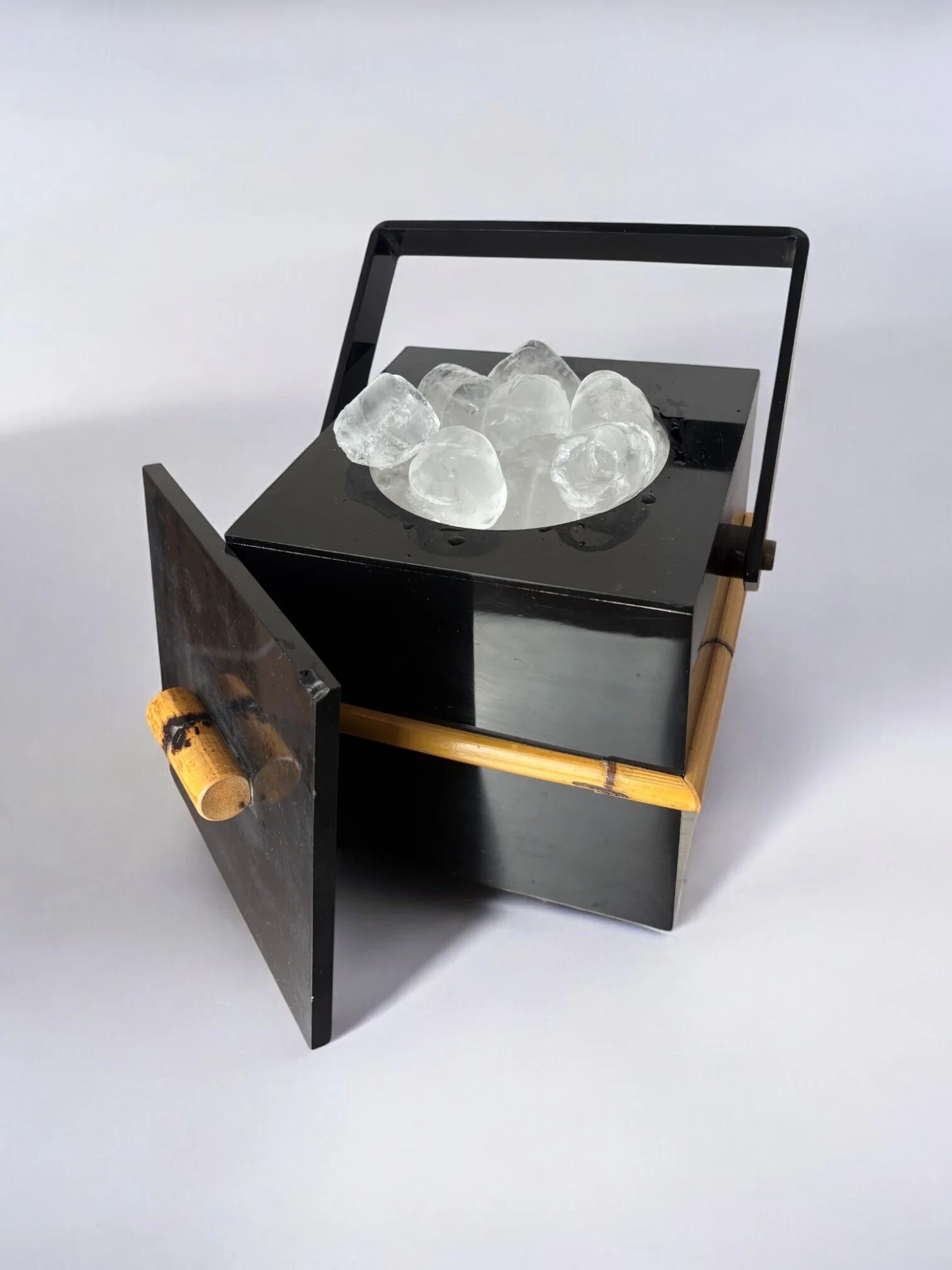 Hollywood Regency bamboo & lucite ice bucket, Italy, 1970s