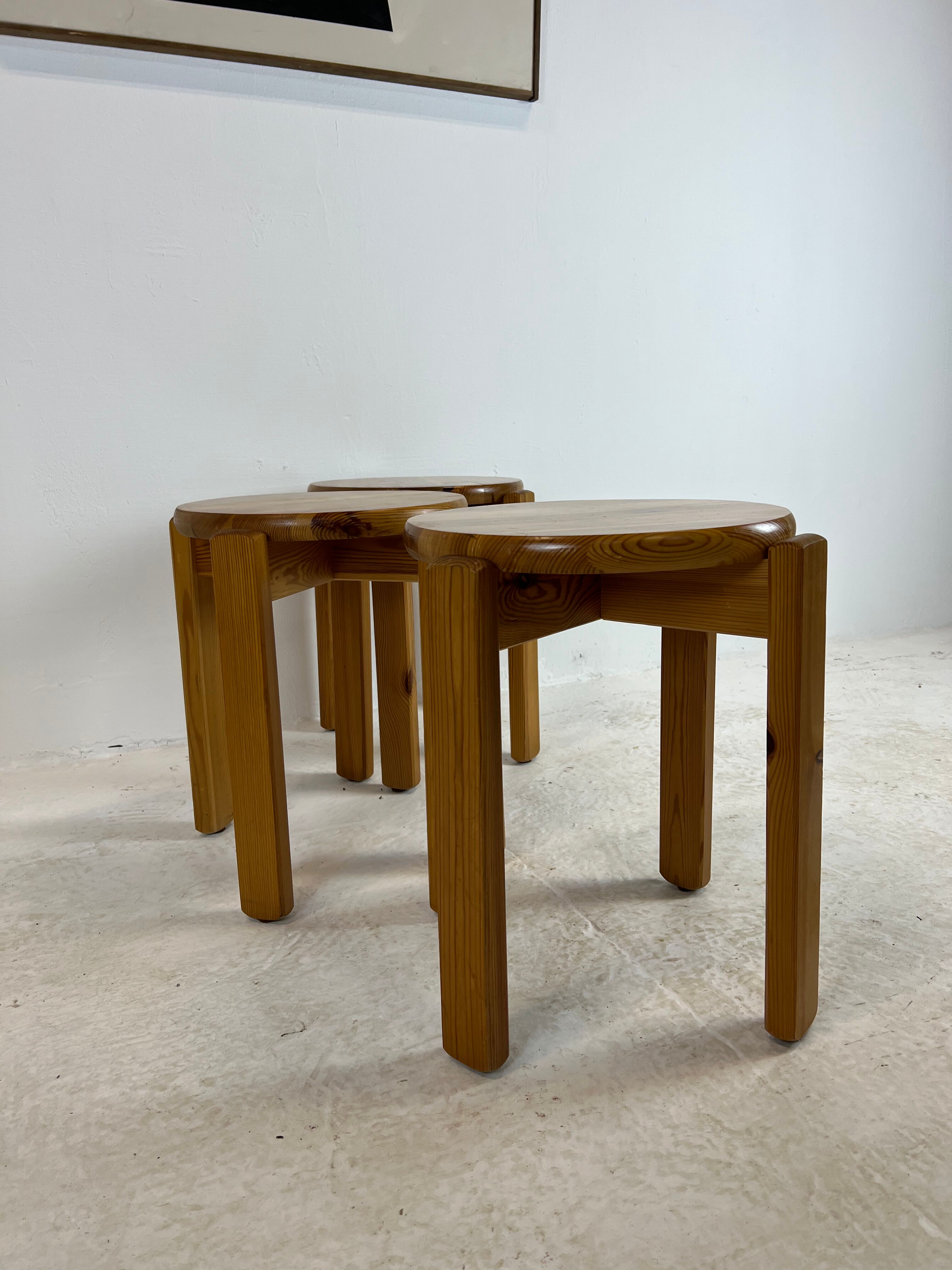 Mid-century stool trio, 1970