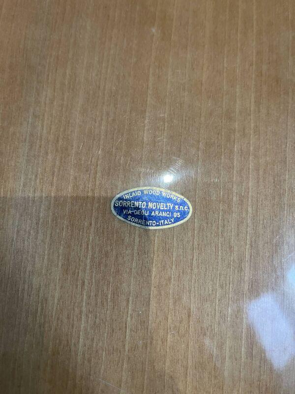 Ancien Plateau Service Bois Marqueterie Laiton Italien SORRENTO Vintage 36