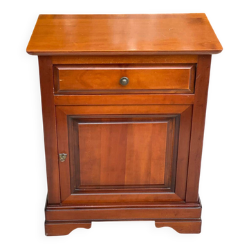 Louis-Philippe style bedside table or end table in cherry wood from the 1980s.