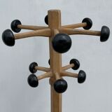 Portemanteau parrot wood tripod 12 black balls Stella 1960