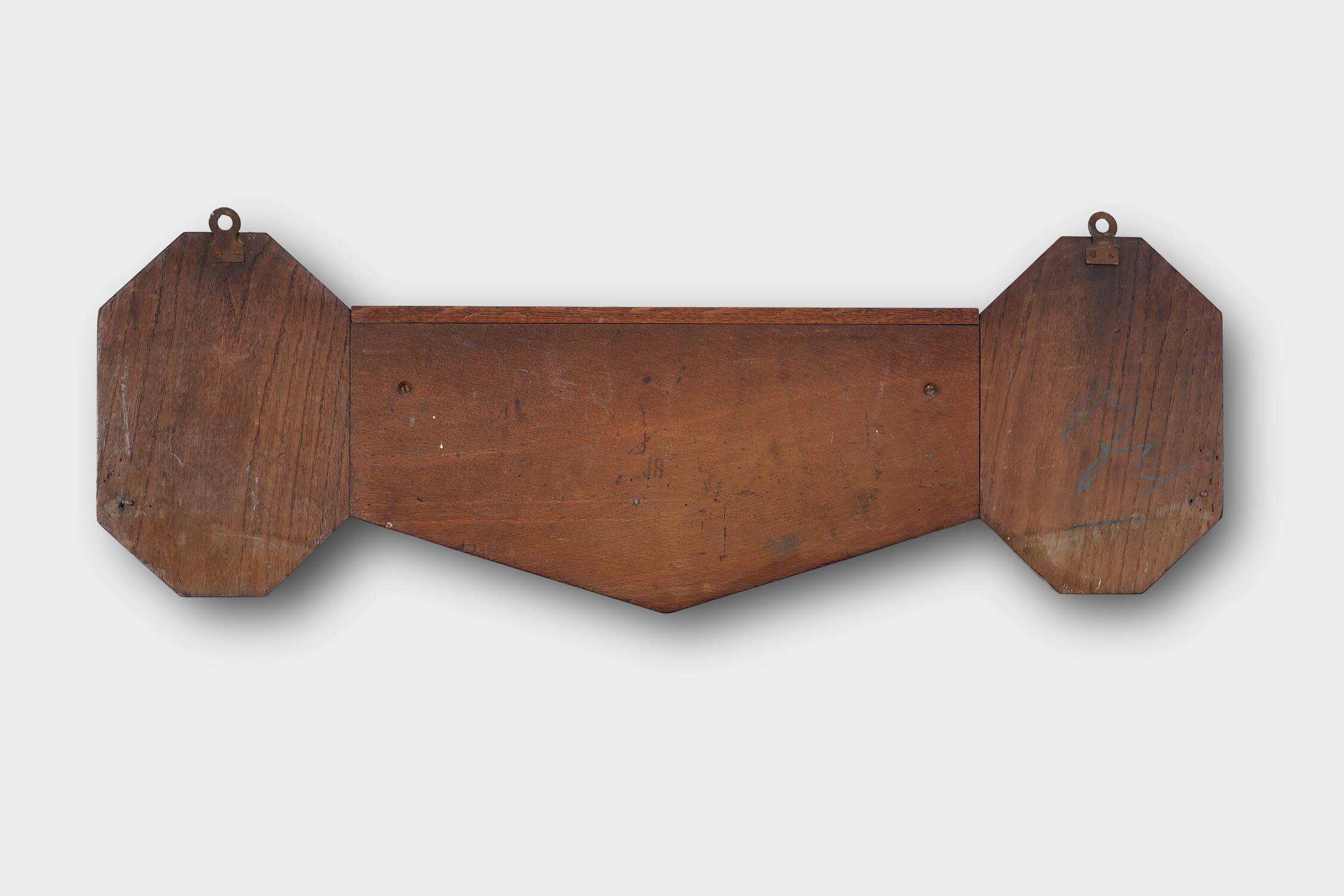 Art Deco coatrack in oak and copper, Belgium 1920s