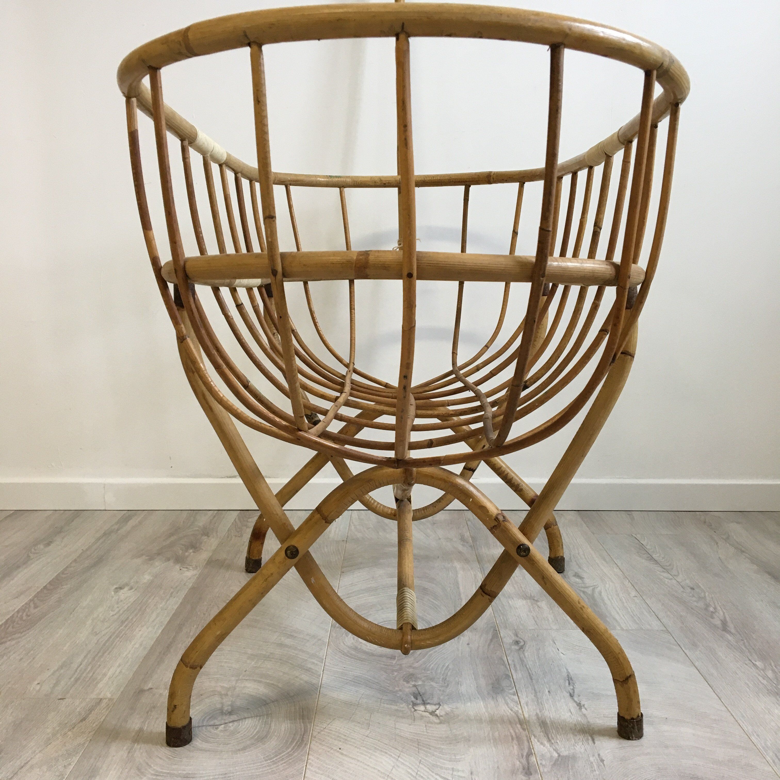 Vintage rattan cradle