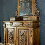 Renaissance psyche doors dresser in solid walnut