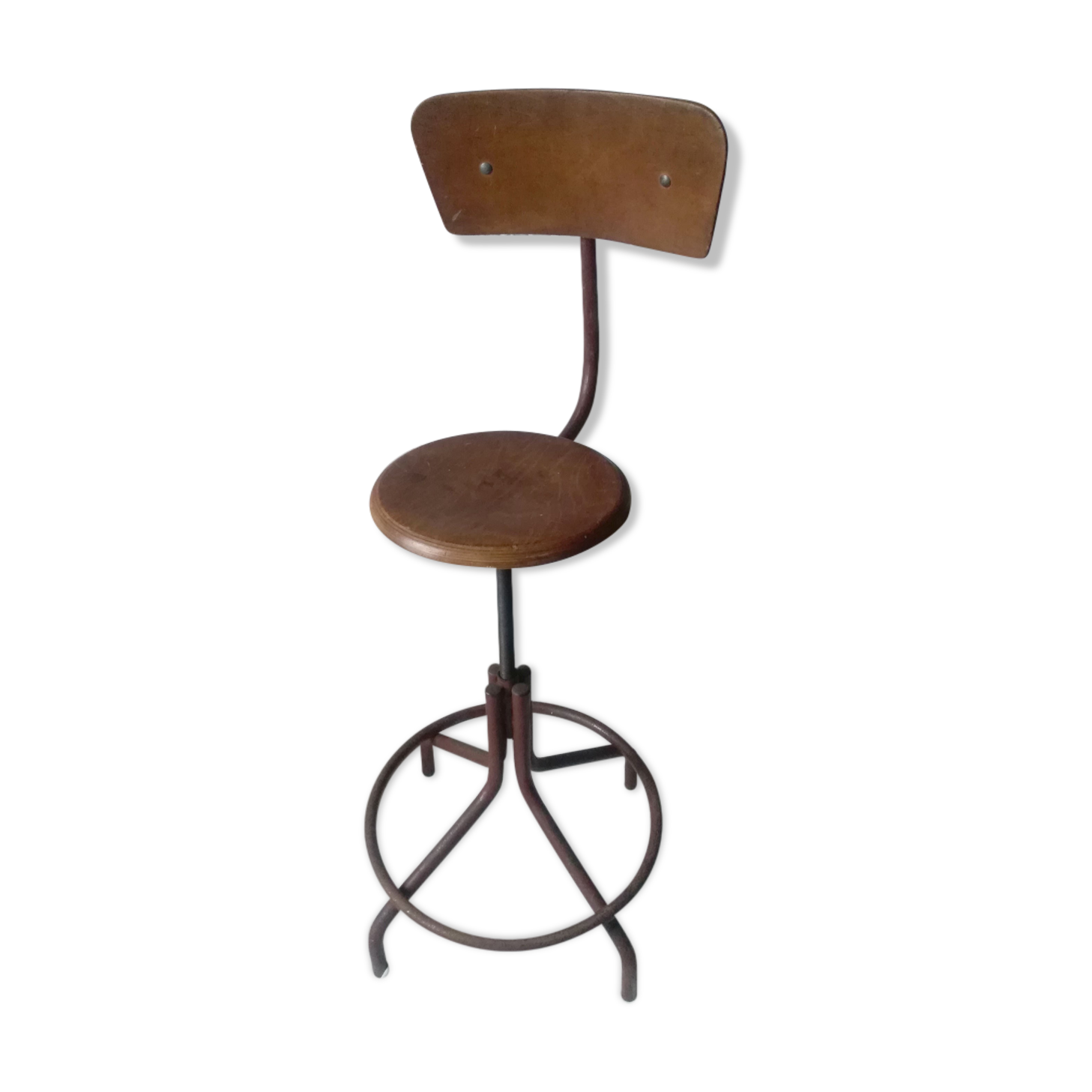 Adjustable workshop chair, steel wood 60s