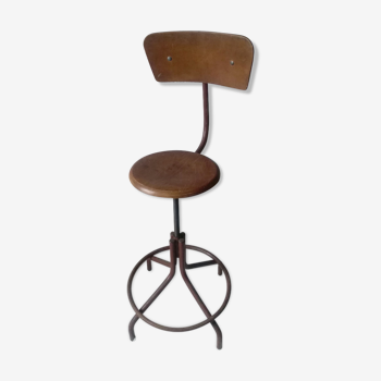 Adjustable workshop chair, steel wood 60s