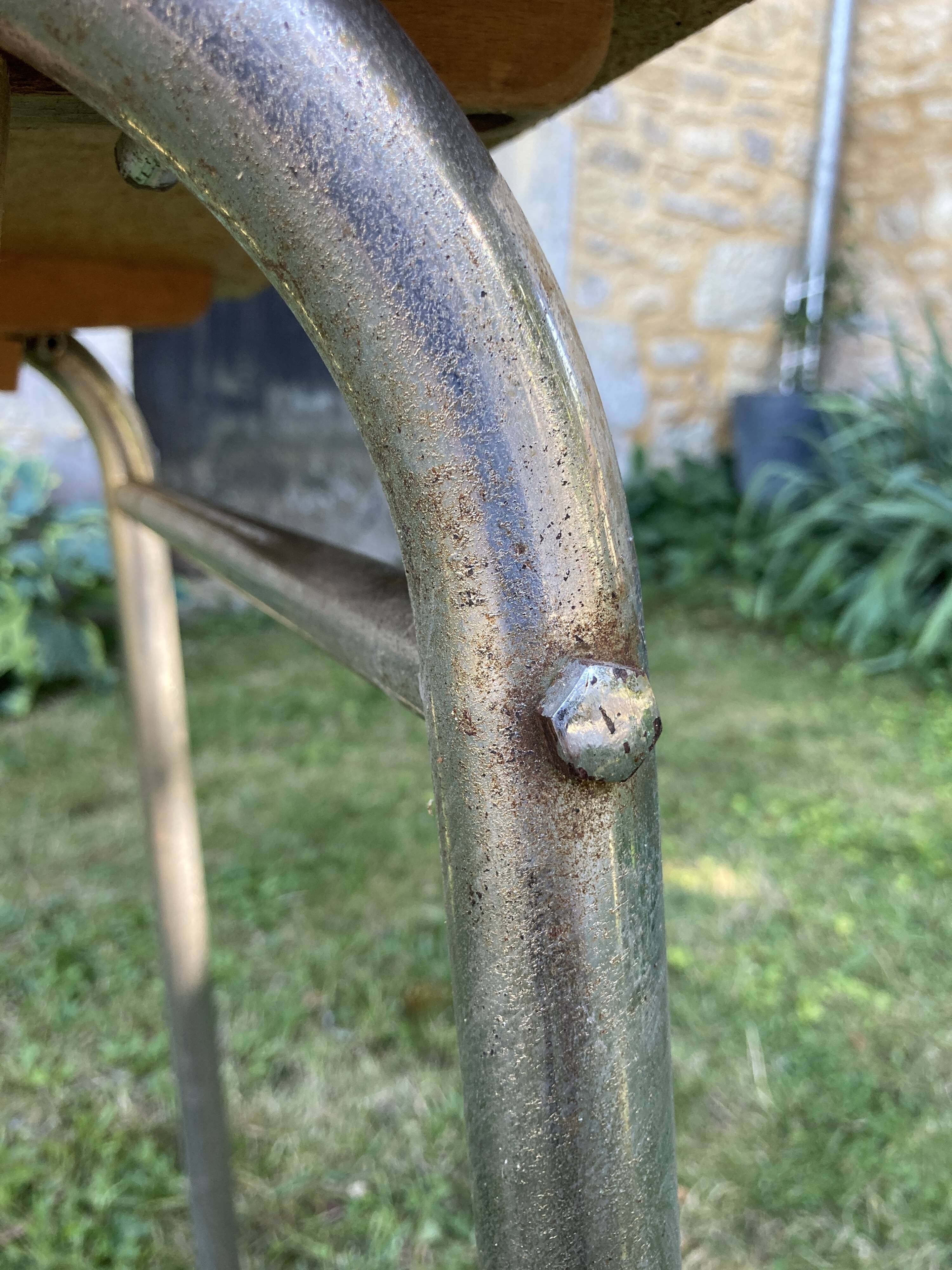 Blue formica table with extensions