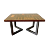 Table basse en céramique émaillée, bois et métal 86,5 x 66 cm