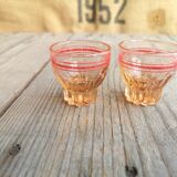 Ancient Rose Glass Plate with 4 Small Liqueur Glasses