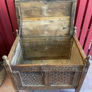 Afghanistan XIXth century wedding chest entirely hand-carved with floral decorations.