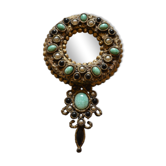 Vintage 50s 1950s witch's eye sun-shaped curved mirror