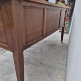 Louis XVI style minister's desk in solid walnut, 4 drawers, old manufacture
