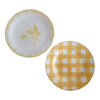 Lot de 2 assiettes terre de fer dépareillées Digoin