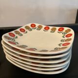 Series of 6 vintage porcelain plates France