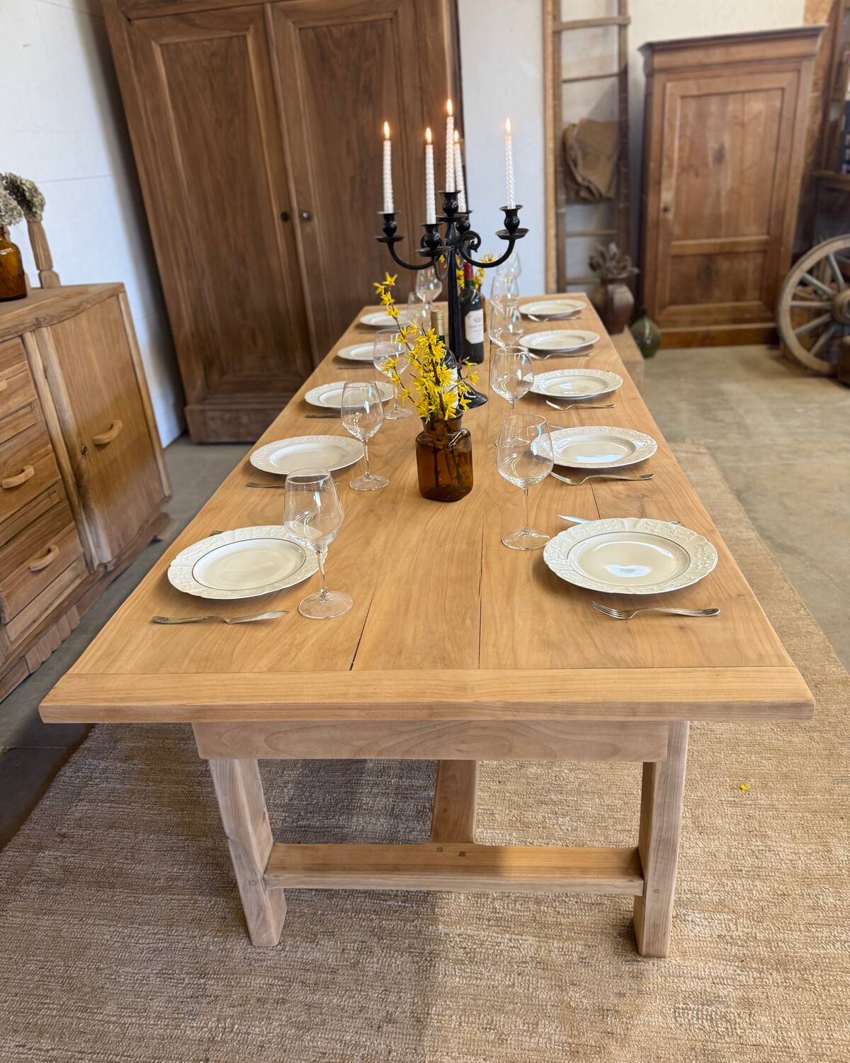 Solid wood farmhouse table