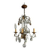 Lustre Venitien a pampilles en metal doré et laqué vers 1940