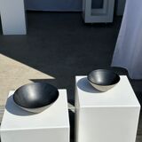 Duo of gray Indonesian ceramic bowls or salad bowls