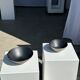 Duo of gray Indonesian ceramic bowls or salad bowls