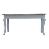Console with a weathered grey cotton base, top in bleached walnut.