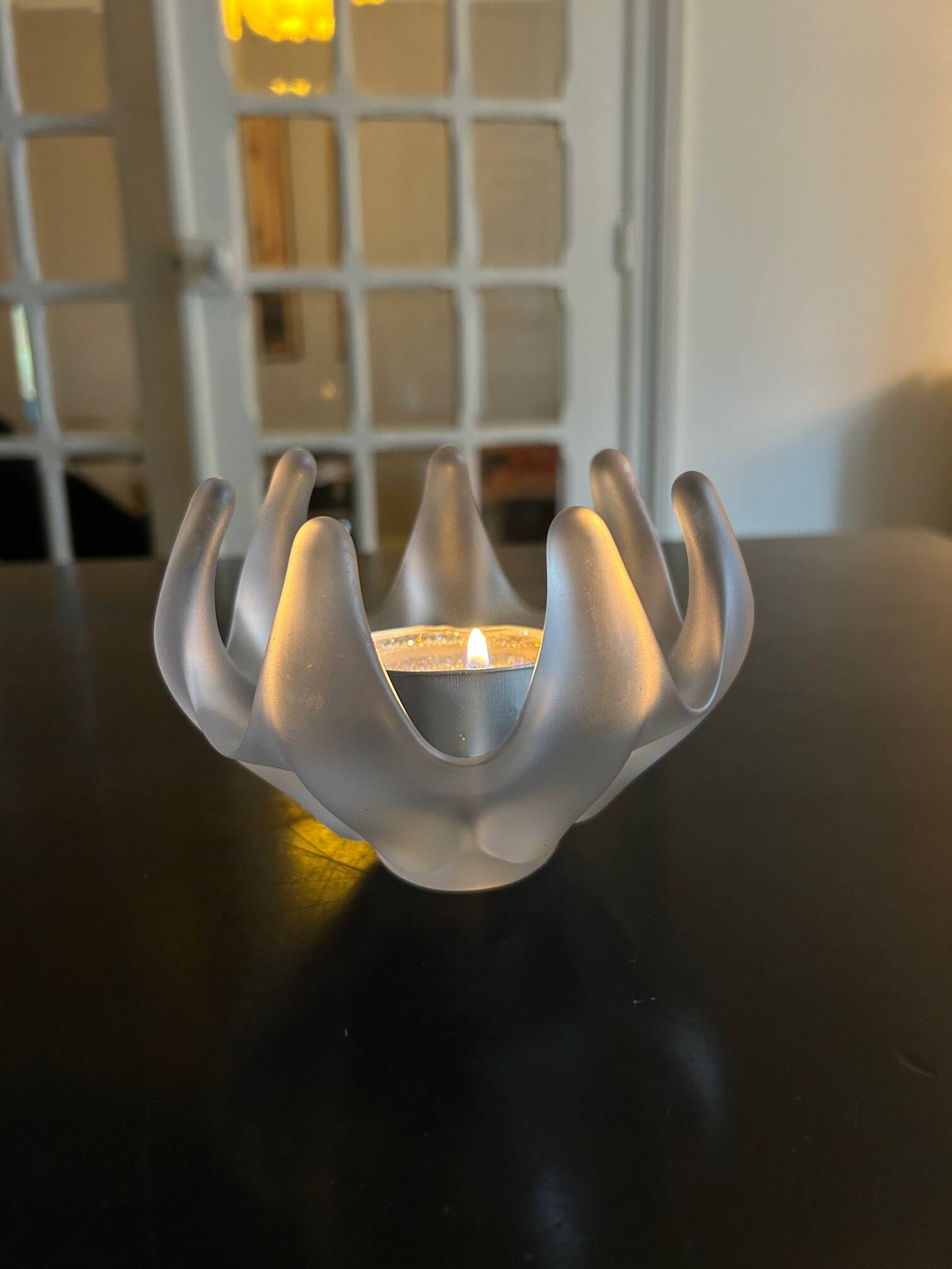 frosted crystal candlestick