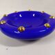 Vintage enamelled longwy blue and gold pocket cup