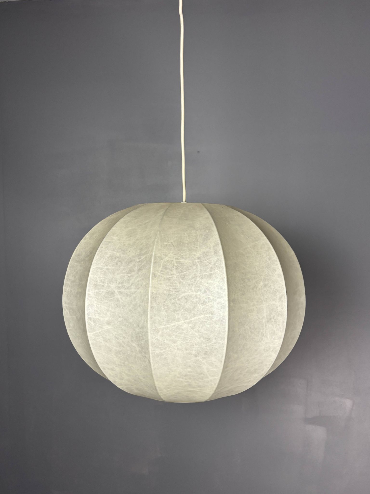 Midcentury space age cocoon hanging pendant ceiling lamp, 1960s