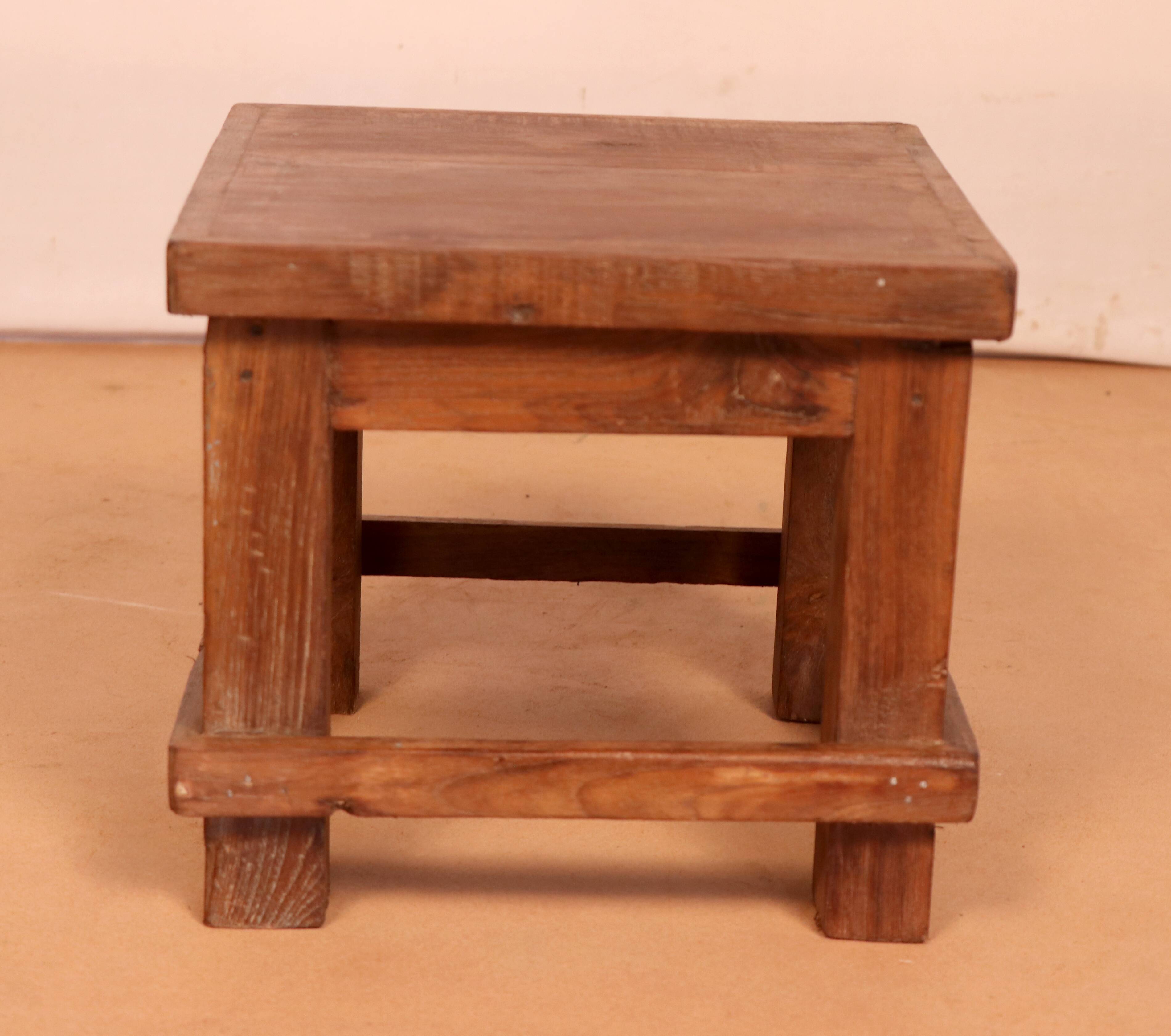 Old small Burmese teak workshop bedside table