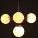 Czechoslovak Art Deco nickel chandelier with five opaline glass globes