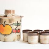 Scheurich Keramik - Model 860 - Vintage Cocktail Set - 1 Large Jug + 5 Cups - West Germany