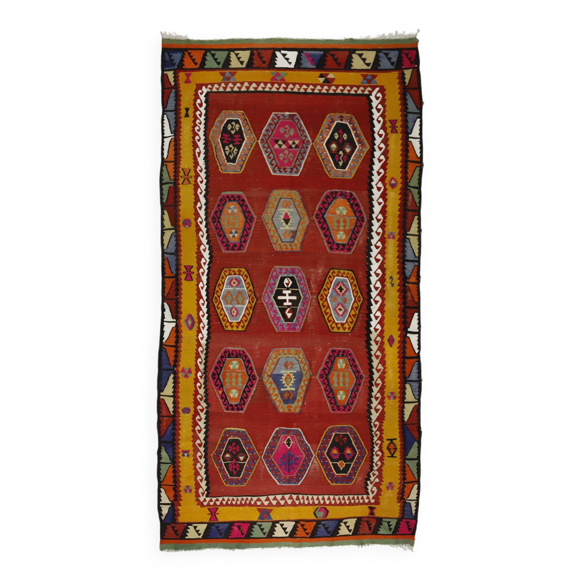 Authentic Vintage Turkish Kilims & Handwoven Rugs – Unique Home Decor Pieces 183x 344 cm